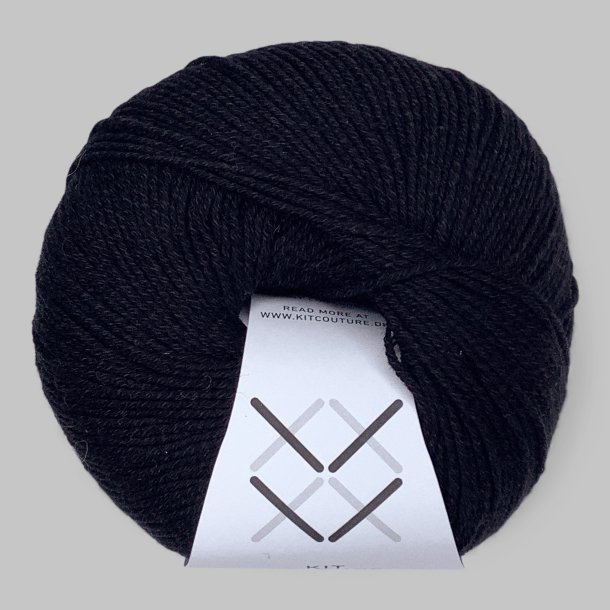 Kit Couture - Wool Cotton - Uld og bomuldsgarn - Sort 0003 - 50g