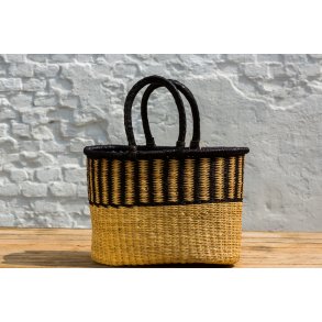 Oval indkbskurv - Stor - Natur/sort