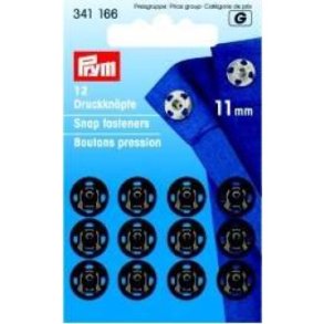 Trykknapper i sortfarvet metal - pk. med 12 stk. - 11mm