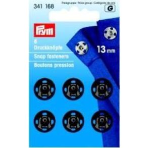 Trykknapper i sortfarvet metal - pk. med 6 stk. - 13mm