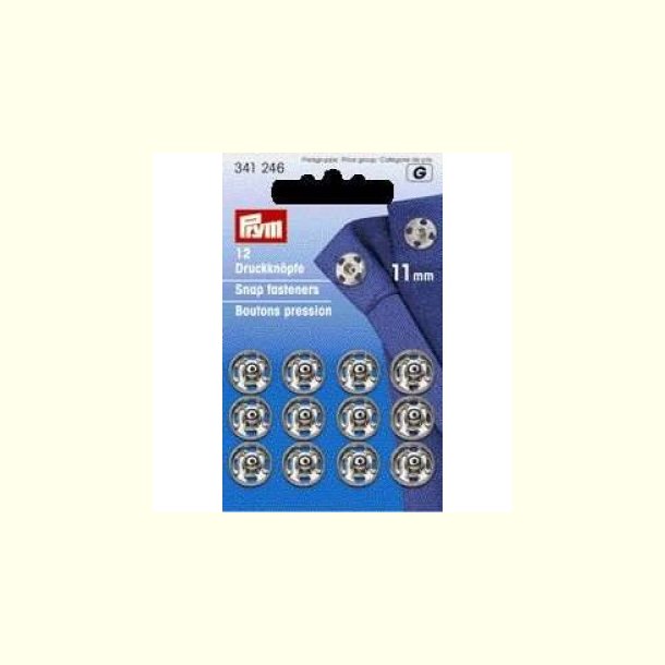 Trykknapper i s�lvfarvet metal - pk. med 12 stk. - 11mm