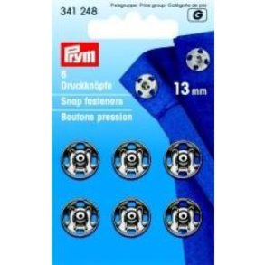 Trykknapper i s�lvfarvet metal - pk. med 6 stk. - 13mm