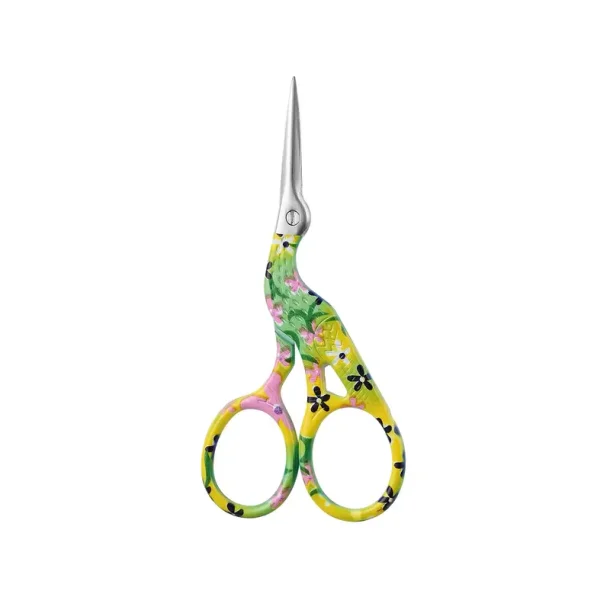 Storke saks - ca. 9cm - Grn med blomster