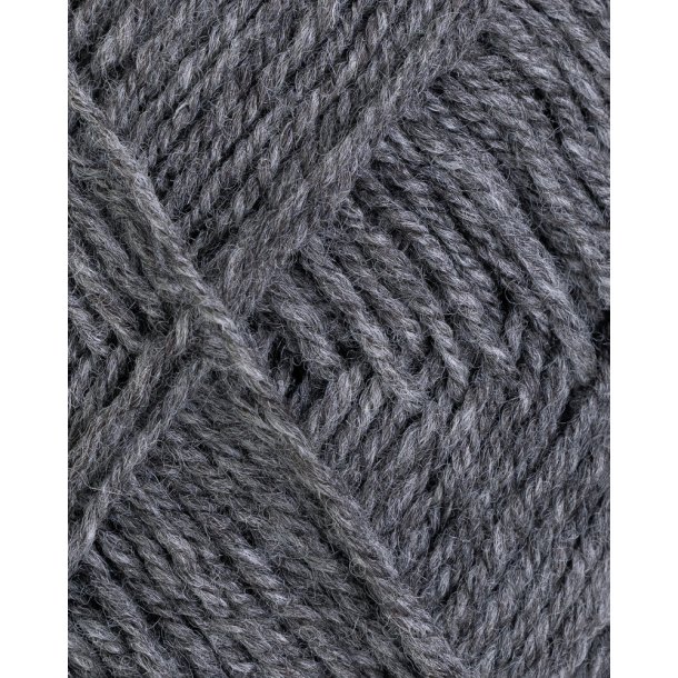 Rauma - 3-trdet uldgarn - Mrk gr meleret 105 - 50g