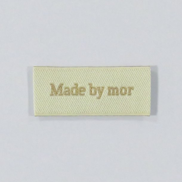 Label til tjet - "Made by Mor"