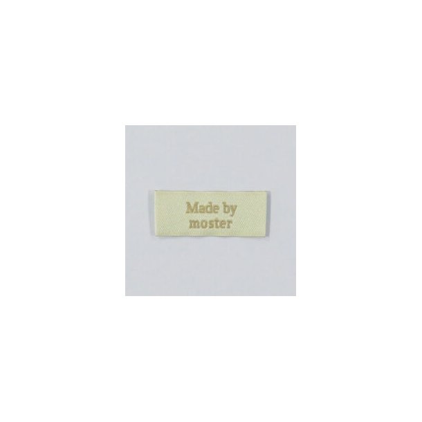 Label til tjet - "Made by Moster"