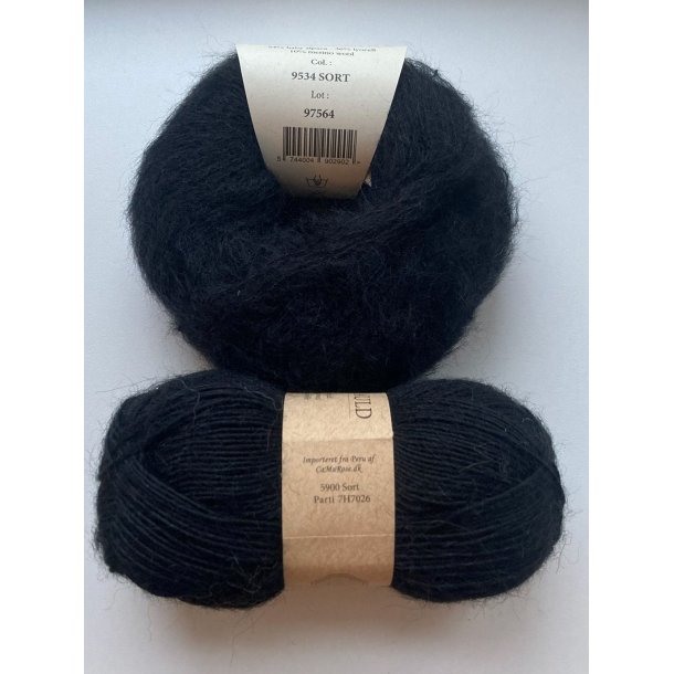 CaMaRose - Tynd Lamauld - Lama/uldgarn - Sort 5900 - 50g