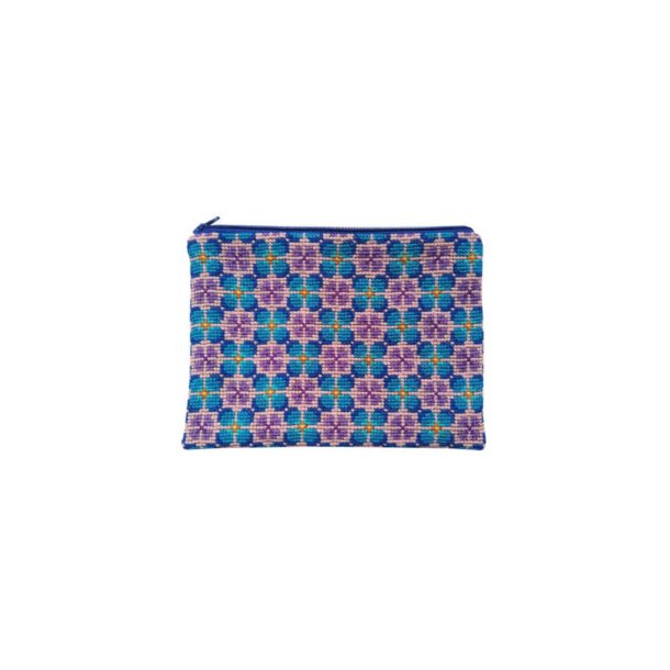 Fru Zippe - Broderikit - Petit blue flowers Pung