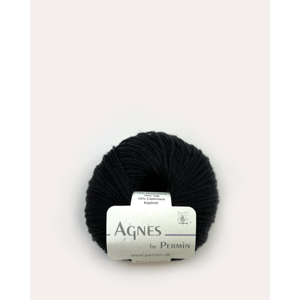 Permin - Agnes - merino/yak/cashmere uldgarn - Sort (04) - 25g
