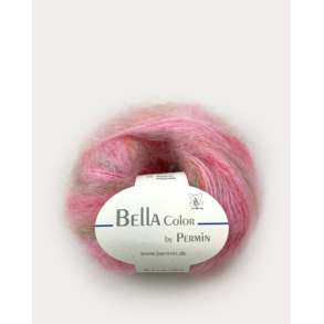Permin - Bella Color - mohair/uld garn - Lyserd/Pink/Grn (177) - 50g