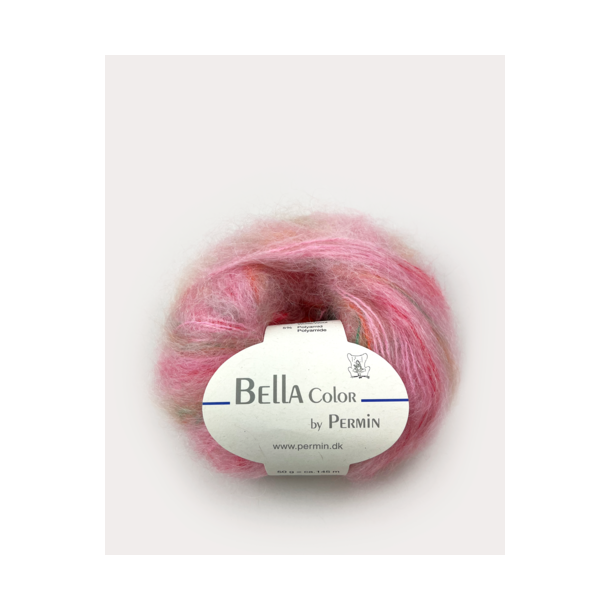Permin - Bella Color - mohair/uld garn - Lyserd/Pink/Grn (177) - 50g