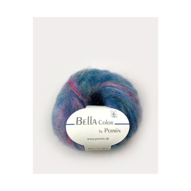 *Permin - Bella Color - mohair/uld garn - Turkis/Pink/Lilla (178) - 50g