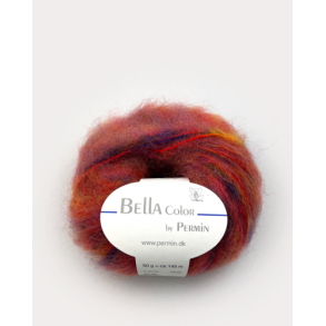 Permin - Bella Color - mohair/uld garn - Orangerd/Lilla (179) - 50g