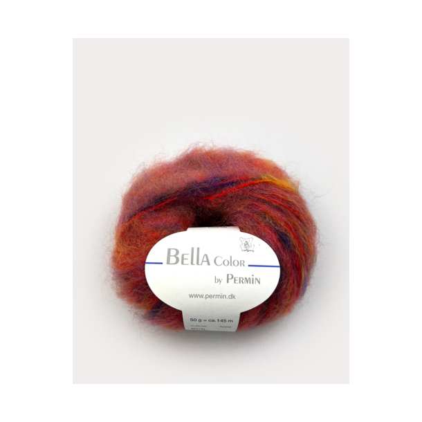 Permin - Bella Color - mohair/uld garn - Orangerd/Lilla (179) - 50g