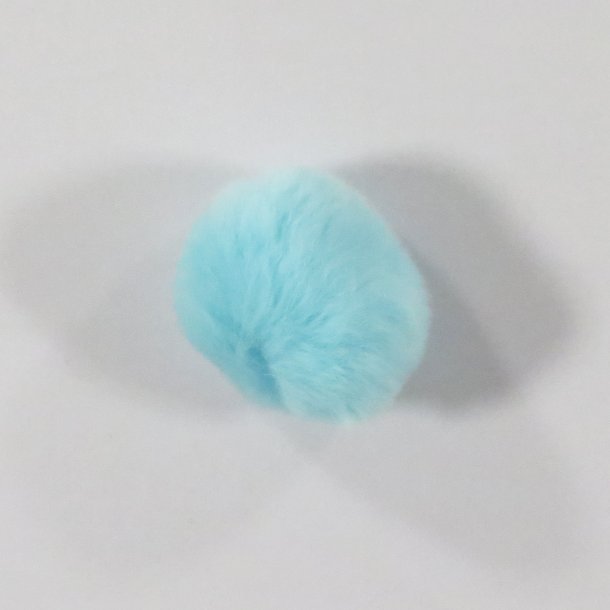 Pom pom i kaninhr - 6cm - Lysebl