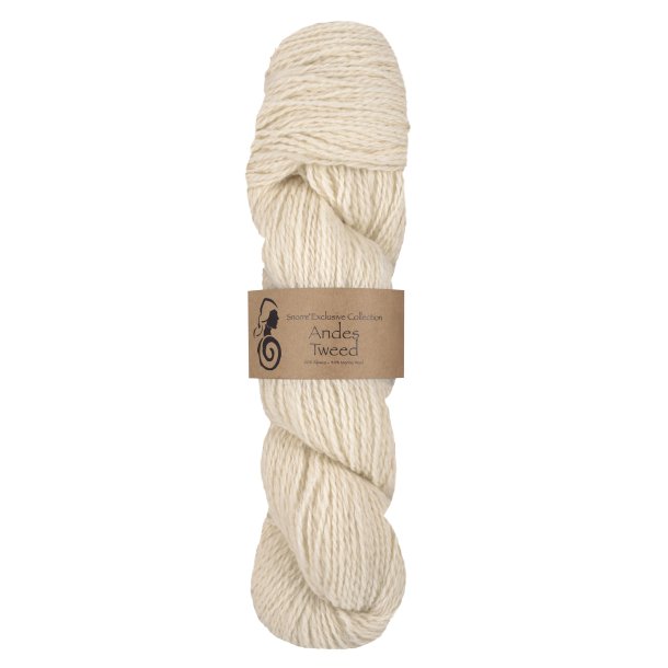 Viking Garn - Andes Tweed - Alpaca og Merino uldgarn - Hvid 200 - 50g