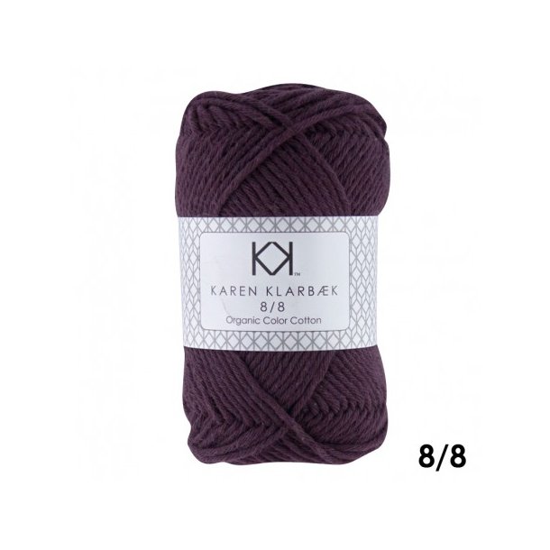 Karen Klarbk - 8/8 kologisk Bomuldsgarn - Aubergine 1003 - 50g 