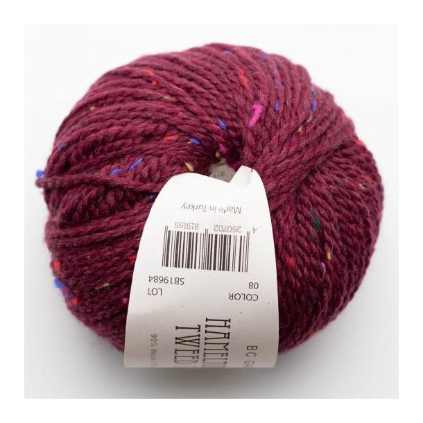BC Garn - Hamelton Tweed 1 GOTS - uldgarn - Bordeaux (08) - 50g