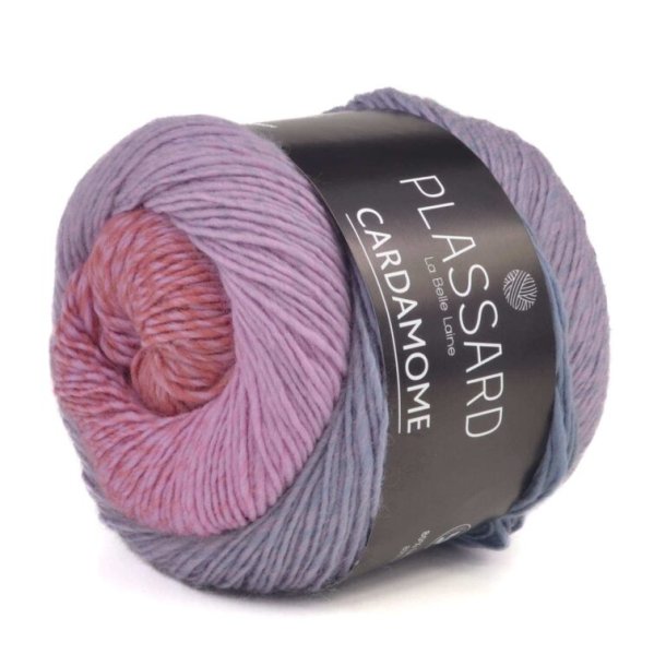 Plassard - Cardamome - cashmere/merino uldgarn - Bl/Lavendel/Rd (92) - 100g