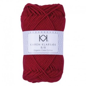 Karen Klarbk - 8/8 kologisk Bomuldsgarn - Dark Christmas Red 1024 - 50g 