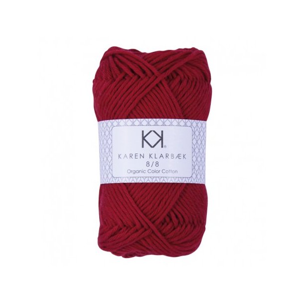 Karen Klarbk - 8/8 kologisk Bomuldsgarn - Dark Christmas Red 1024 - 50g 