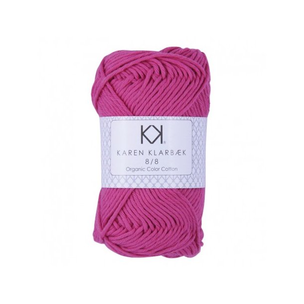 Karen Klarbk - 8/8 kologisk Bomuldsgarn - Hot Pink 1021 - 50g 