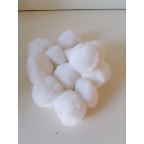 Pom pom i kaninhr - 6cm - Hvid
