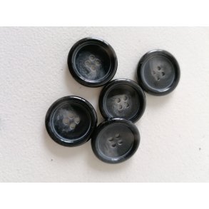 Sort knap - 4-hul - 22mm