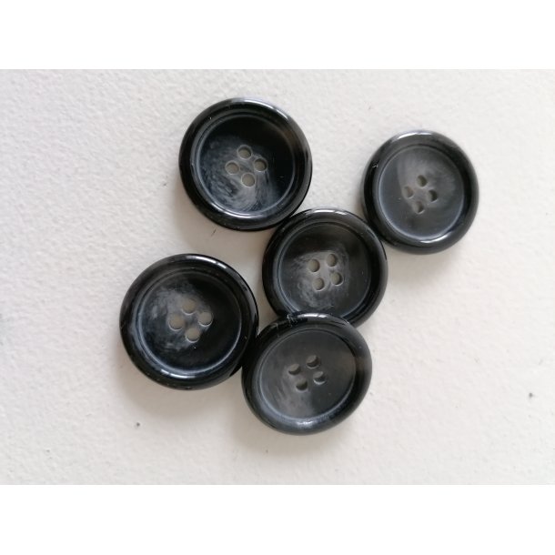 Sort knap - 4-hul - 22mm