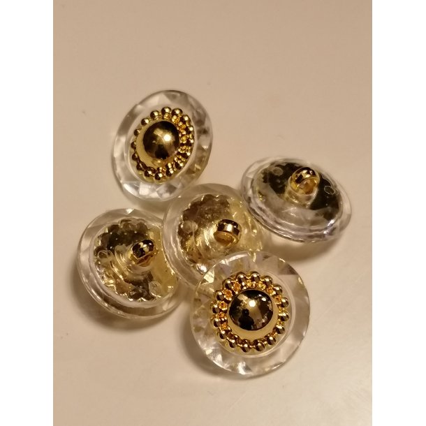 "Diamant" knap m/guldblomst - 20mm