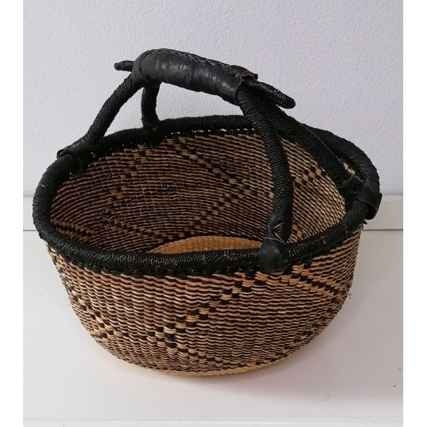 Rund Bolgakurv - ca.  28cm - Traditionel Natur/Sort