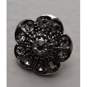 Blingknap i metal/glas 15mm