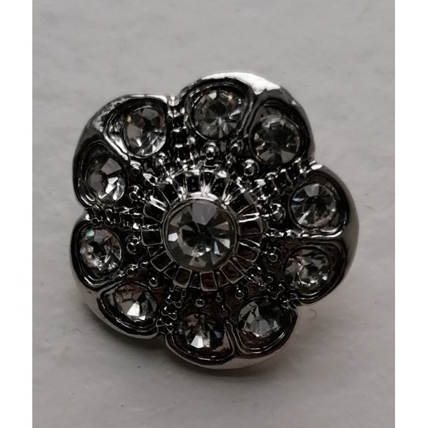 Blingknap i metal/glas 15mm