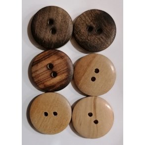 Tr knap m/2 huller - 2-farvet - lys/mrk - 20,5mm