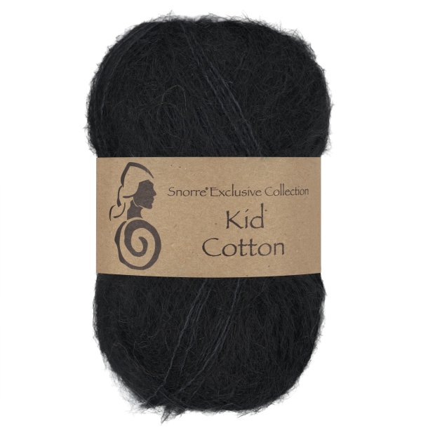 Viking Garn - Kid Cotton - Mohair og bomuldsgarn - Sort 703 - 25g