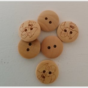 Knap 2-hul i tr med pige og dreng - 15mm