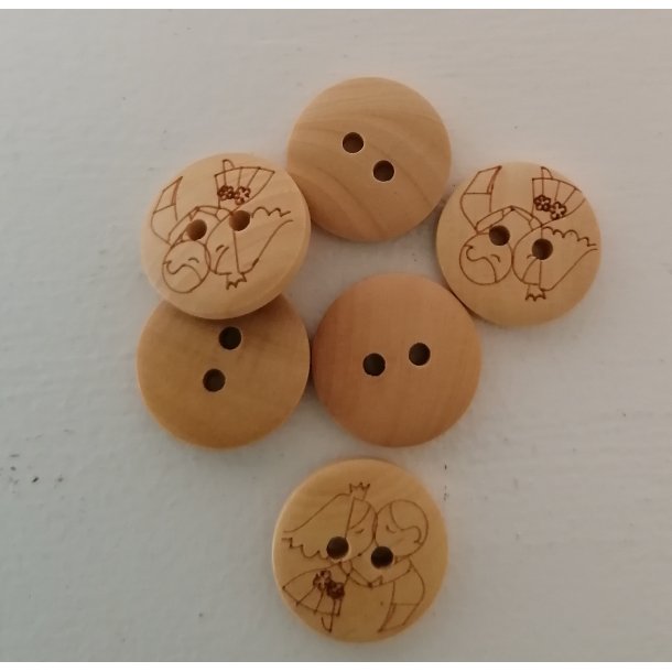 Knap 2-hul i tr med pige og dreng - 15mm