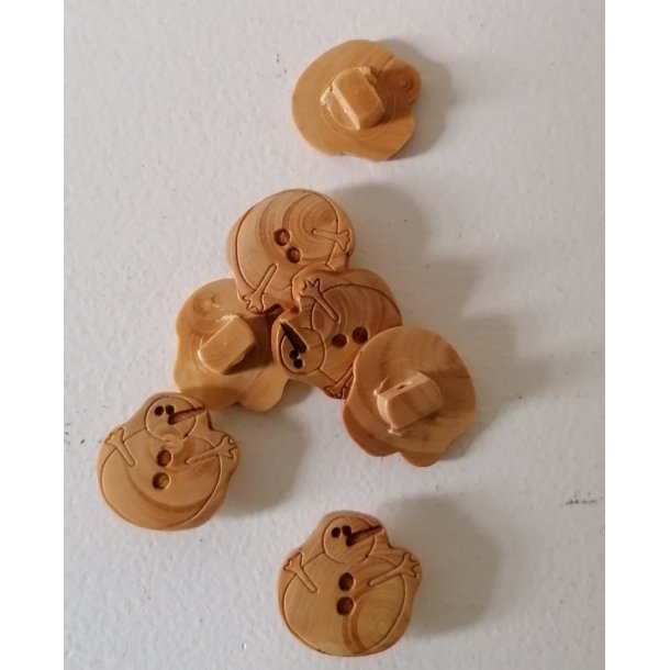 Knap 2-hul i tr med snemand - 18mm