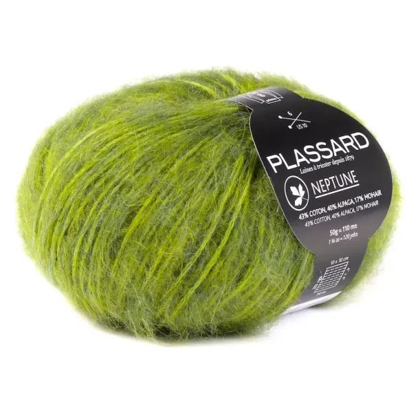 Plassard - Neptune - alpaca/bomuld/mohair garn - Lime (72) - 50g