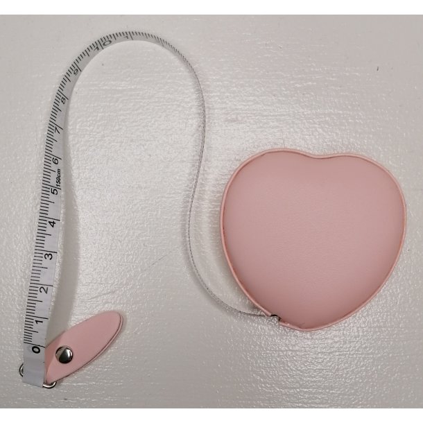 Hjerteformet mlebnd - Lyserdt kunstlder - 150cm