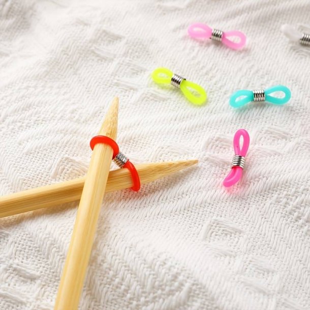 Maskestoppere - Sm 8-tals elastikker til dine strikkepinde - Forskellige farver