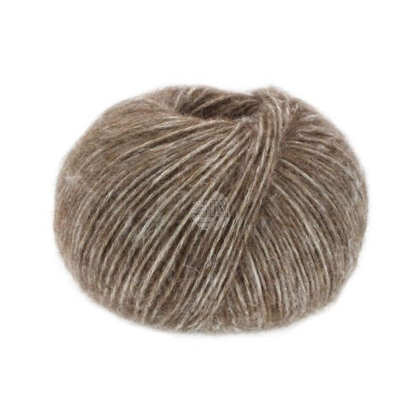 Lana Grossa - Natural Alpaka Pelo - bomuld/alpaca/merino uldgarn - Mrkebrun meleret (0008) - 50g