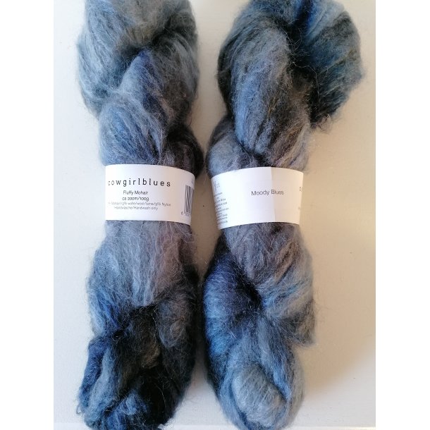 * Cowgirlblues - Fluffy Mohair garn flerfarvet - Moody Blues - 100g