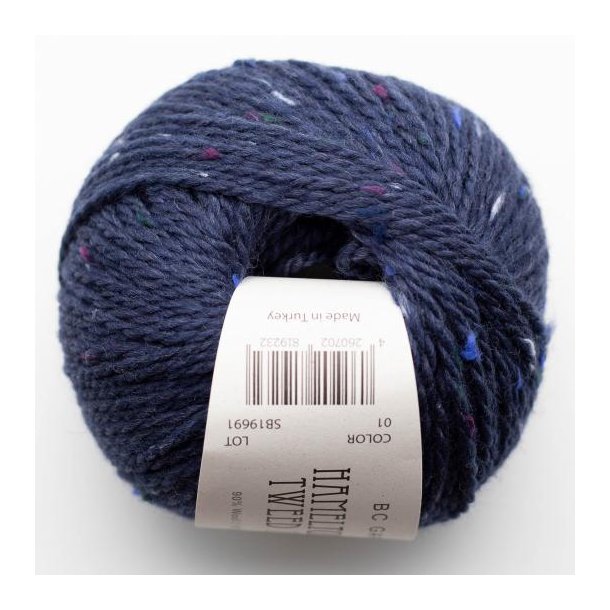 BC Garn - Hamelton Tweed 1 GOTS - uldgarn - Navy (01) - 50g