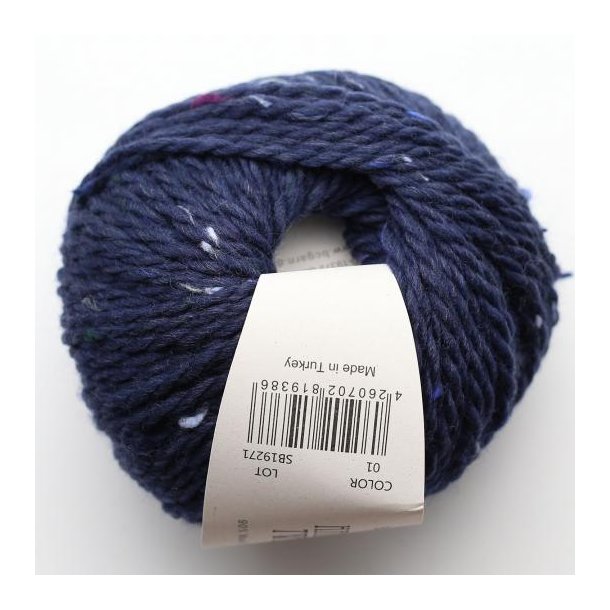 BC Garn - Hamelton Tweed 2 GOTS - uldgarn - Navy (01) - 50g