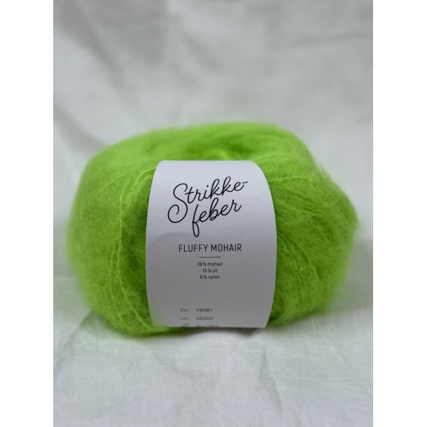 Strikkefeber - Fluffy Mohair - Mohair/uld garn - Pop Green 381 - 50g