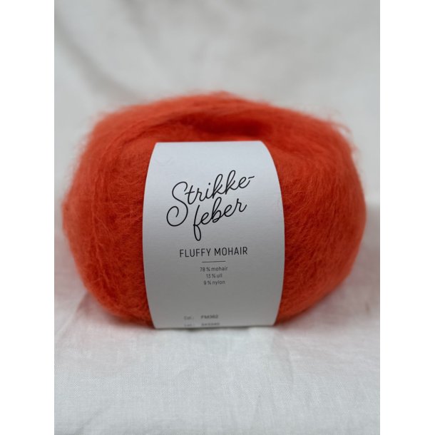 Strikkefeber - Fluffy Mohair - Mohair/uld garn - Pop Orange 362 - 50g