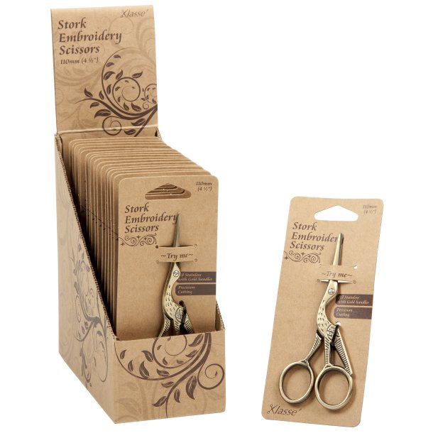 Storke saks - 11 cm - Antik Guld