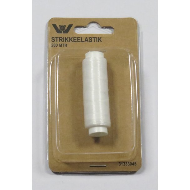 Strikkeelastik 200m - Hvid