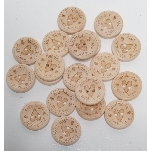 Trknapper 2-huls - "Handmade With Love" - 2cm